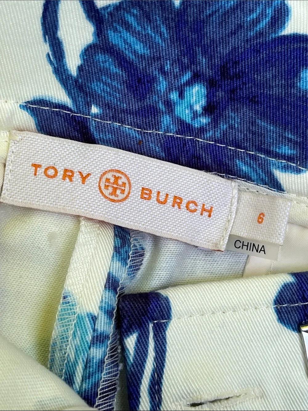 Tory Burch Kara Pant in Blue & White Rosemont Size 6 LIKE NEW